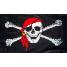 Флаг Пирата большой с Веселым Роджером 87х62 см