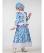 Карнавальный костюм "Снегурочка Гжель МИДИ для взрослых"