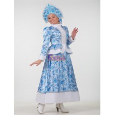 Карнавальный костюм "Снегурочка Гжель МИДИ для взрослых"