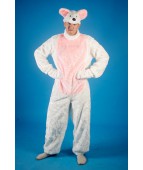 Карнавальный костюм "Мышь белая комбинезон для взрослых"