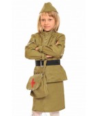 Карнавальный костюм "Солдат-медсестра ВОВ для девочки"